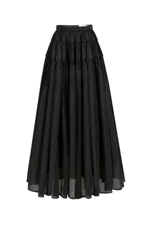 Fiorella Gathered Draped Organza Maxi Skirt