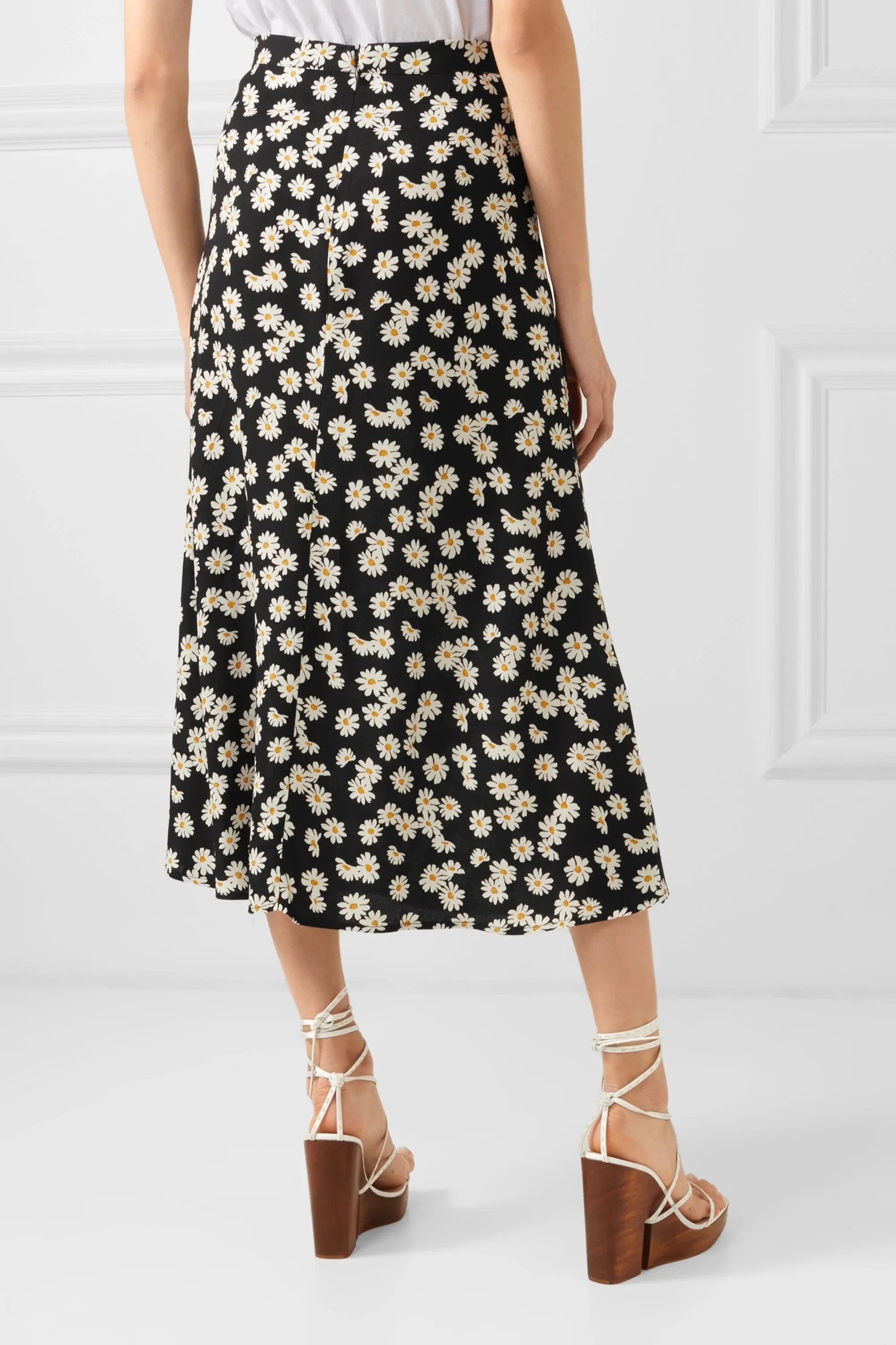 Floral print midi casual skirt