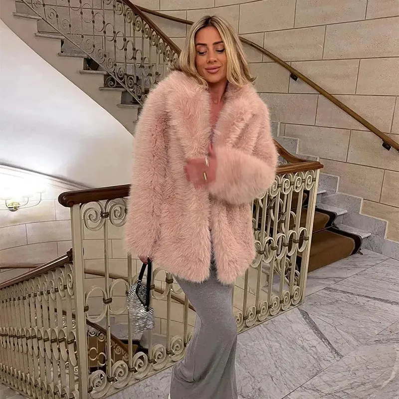 Fluffy Faux Stylish Fur Coat