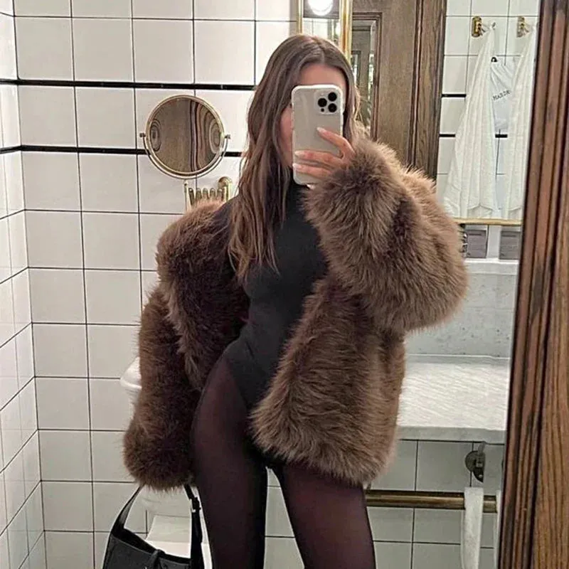 Fluffy Faux Stylish Fur Coat