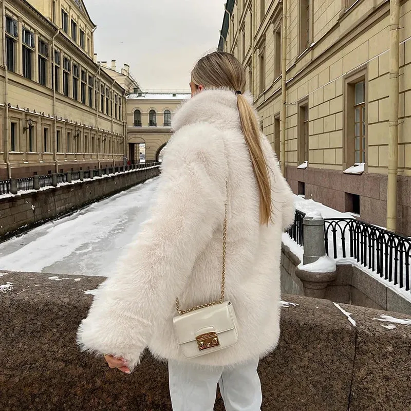 Fluffy Faux Stylish Fur Coat