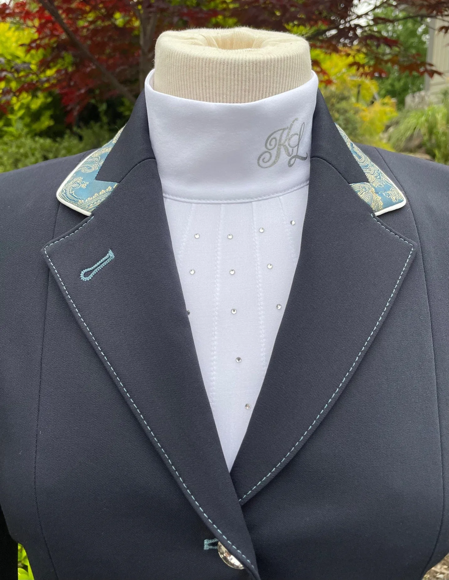 Flying Changes Charlotte Show Coat - Navy Gold Paisley