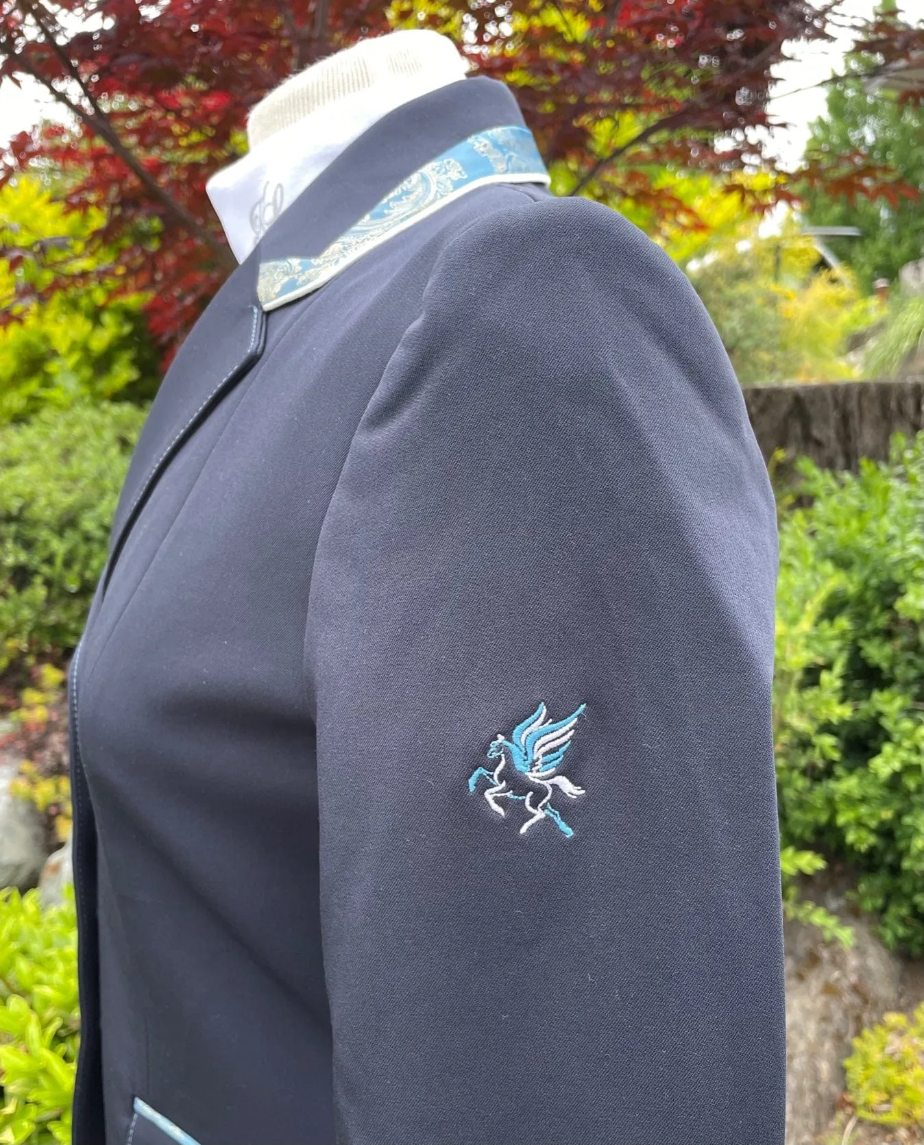 Flying Changes Charlotte Show Coat - Navy Gold Paisley