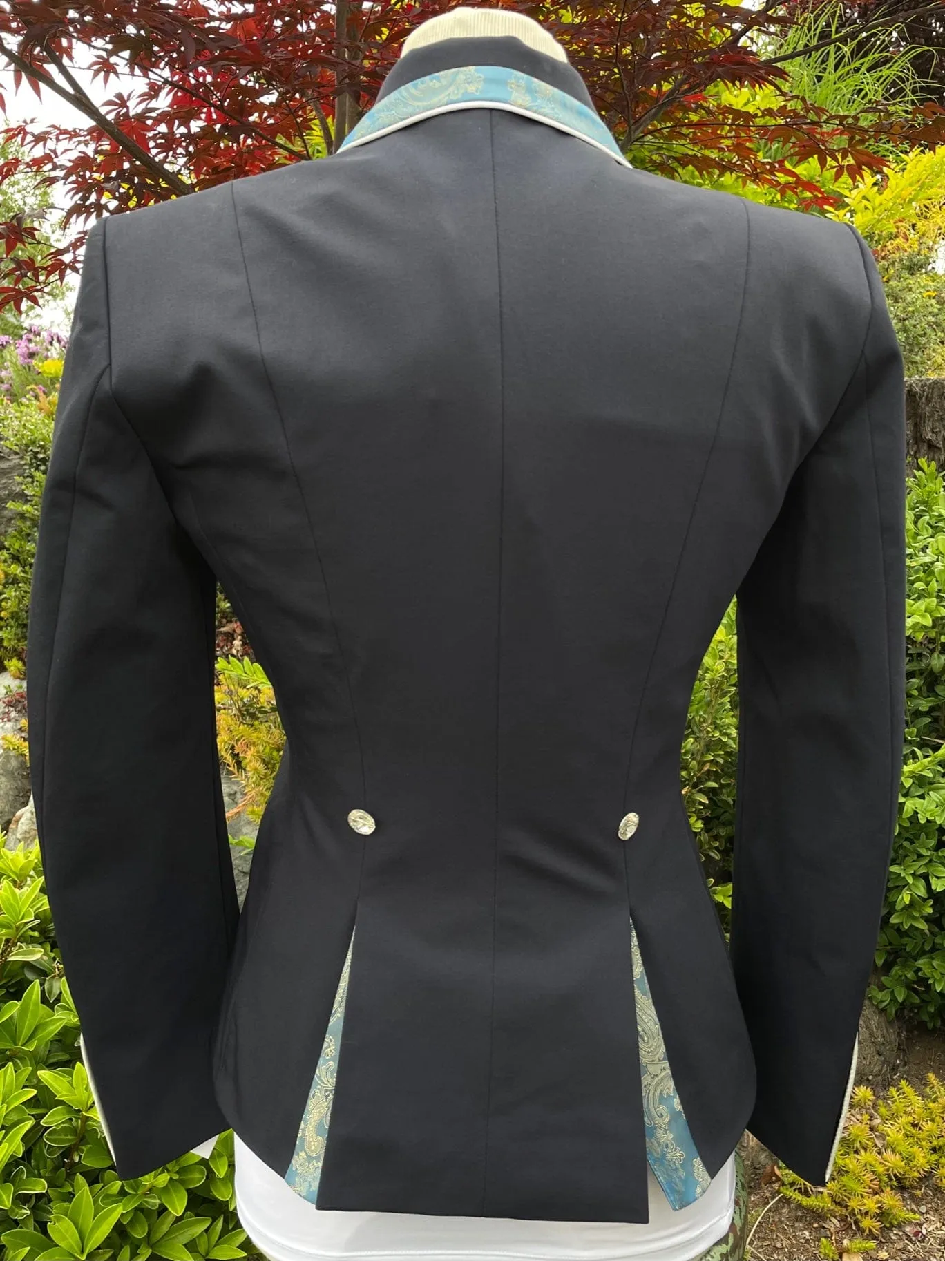 Flying Changes Charlotte Show Coat - Navy Gold Paisley