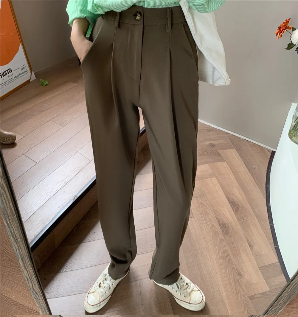 Formal Office Lady High Waist Harem Straight Pants