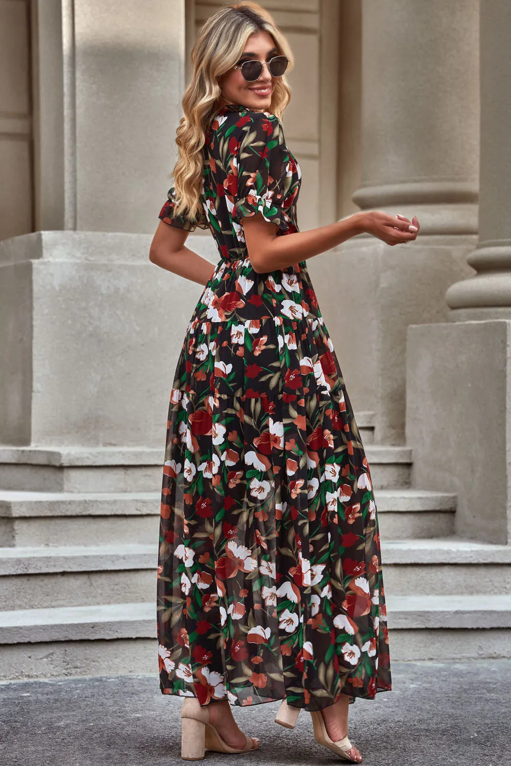 Frilly Floral Resort Maxi Dress