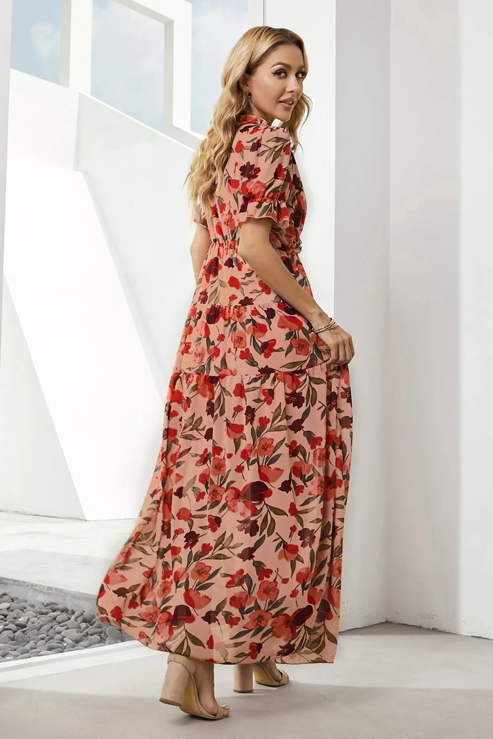 Frilly Floral Resort Maxi Dress