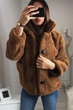 Furry Single Breasted Slim Coat