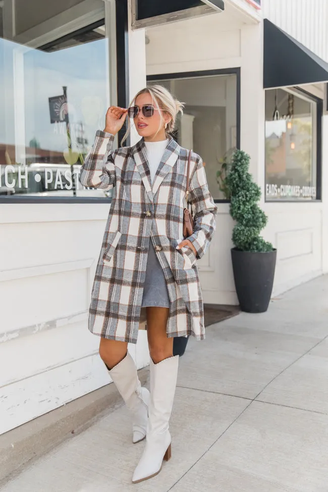 Get On Board Grey Plaid Coat FINAL SALE