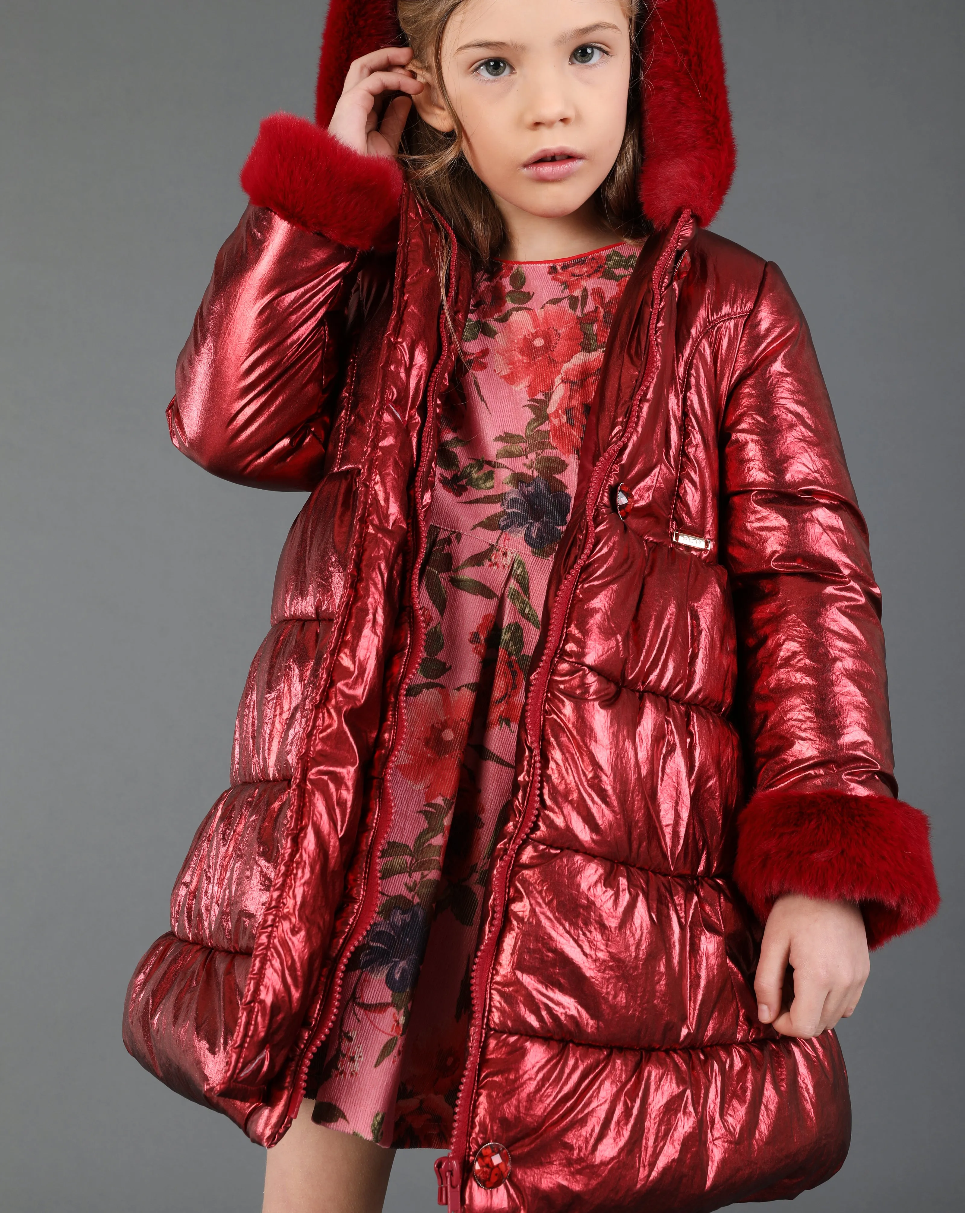 Girls Metallic Coat