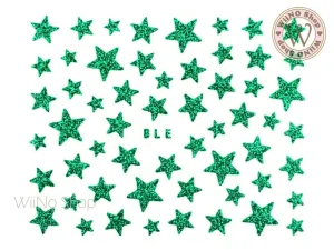 Glitter Star Green Adhesive Nail Sticker Nail Art - 1 pc (BLE-GN)