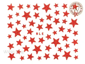 Glitter Star Red Adhesive Nail Sticker Nail Art - 1 pc (BLE-R)