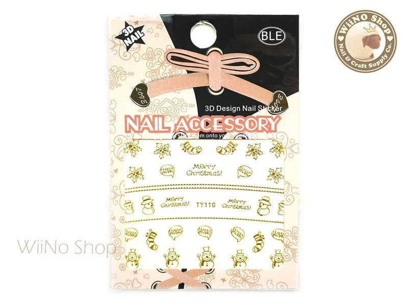 Gold Christmas Nail Sticker Nail Art - 1 pc (TY110G)