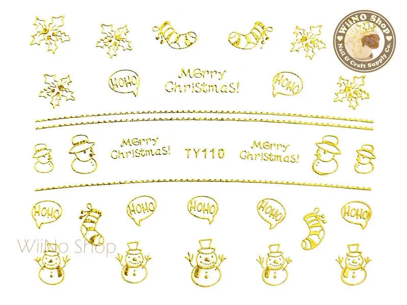 Gold Christmas Nail Sticker Nail Art - 1 pc (TY110G)