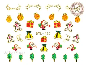 Gold Christmas Santa Nail Art Sticker - 1 pc (DTL-152G)