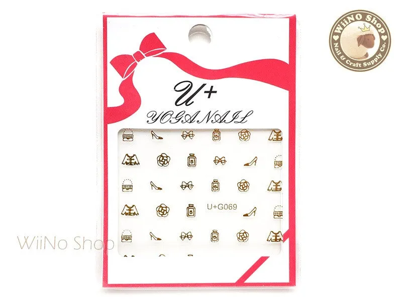 Gold CoCo Fashion Adhesive Nail Art Sticker - 1 pc (U G069)