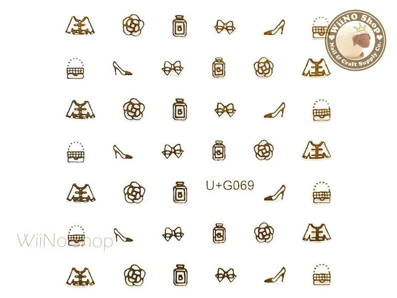 Gold CoCo Fashion Adhesive Nail Art Sticker - 1 pc (U G069)