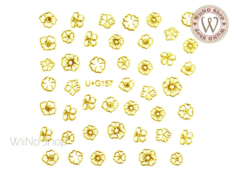 Gold Flower Adhesive Nail Art Sticker - 1 pc (U G157)