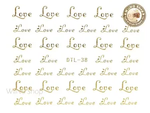 Gold Love Nail Art Sticker - 1 pc (DTL-38G)