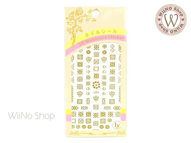 Gold Pattern Adhesive Nail Art Sticker - 1 pc (LY-1004)