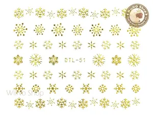 Gold Snowflake Nail Art Sticker - 1 pc (DTL-51G)