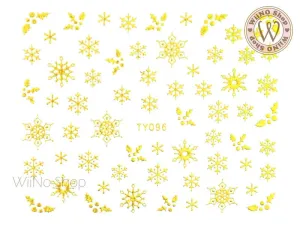 Gold Snowflake Nail Art Sticker - 1 pc (TY096G)