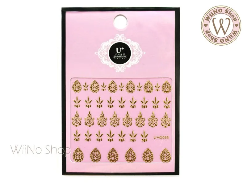 Gold Vintage Pattern Adhesive Nail Art Sticker - 1 pc (U G099)