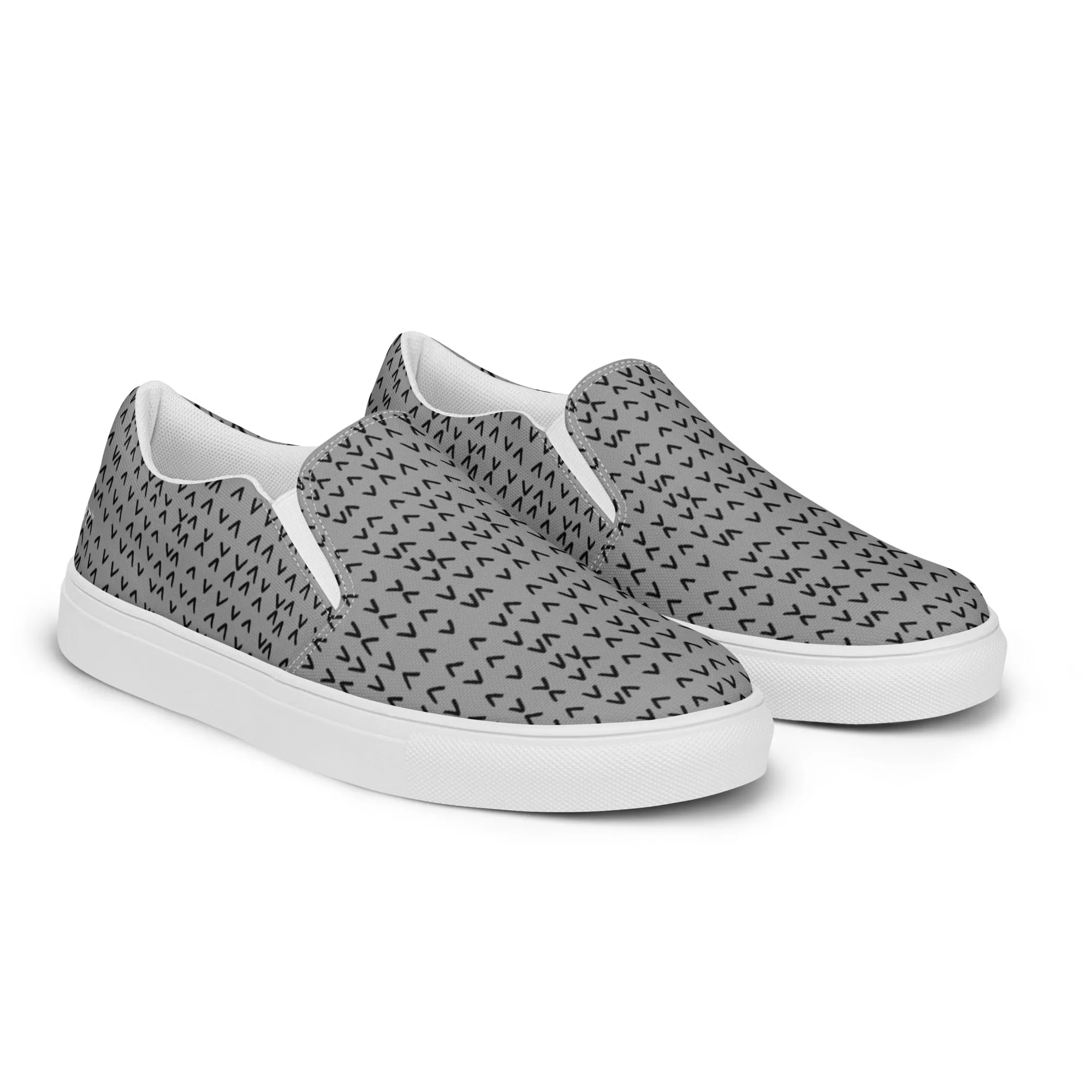 Grey Pattern Women's Sneakers, Unique Abstract Print Women’s Slip-On Canvas Shoes (US Size: 5-12)