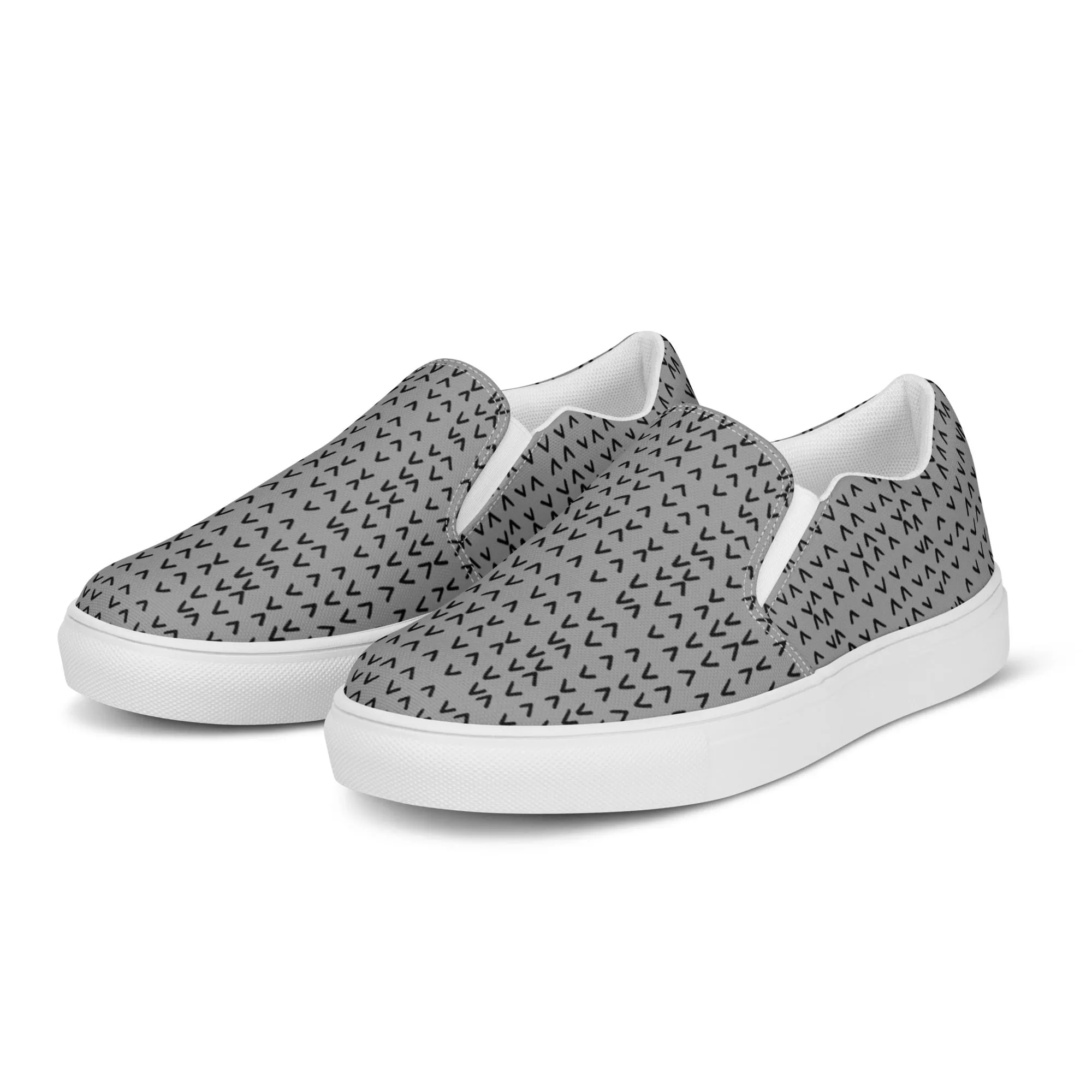 Grey Pattern Women's Sneakers, Unique Abstract Print Women’s Slip-On Canvas Shoes (US Size: 5-12)