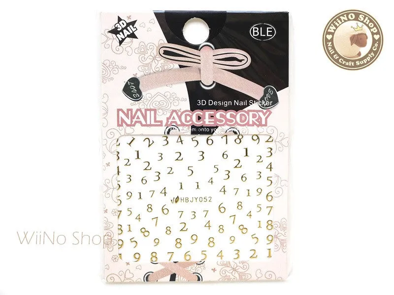 HBJY052 Gold Number Nail Sticker Nail Art - 1 pc