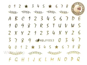 HBJY053 Gold Number Letter Nail Sticker Nail Art - 1 pc