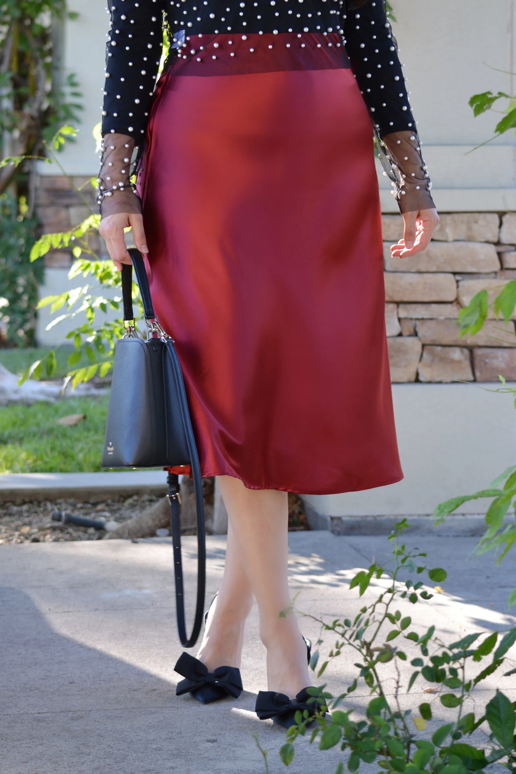 Henley Deep Red Satin Skirt