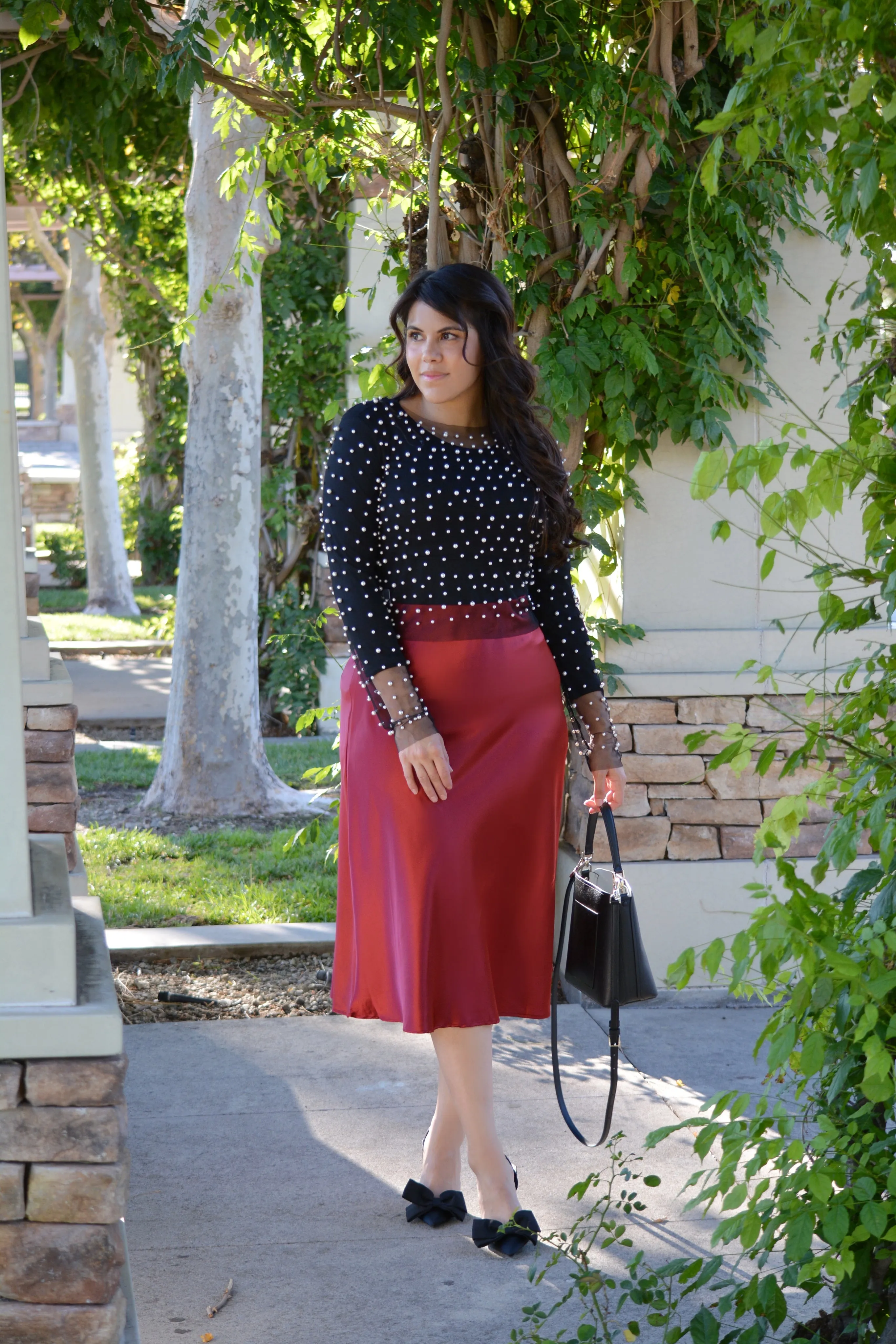 Henley Deep Red Satin Skirt