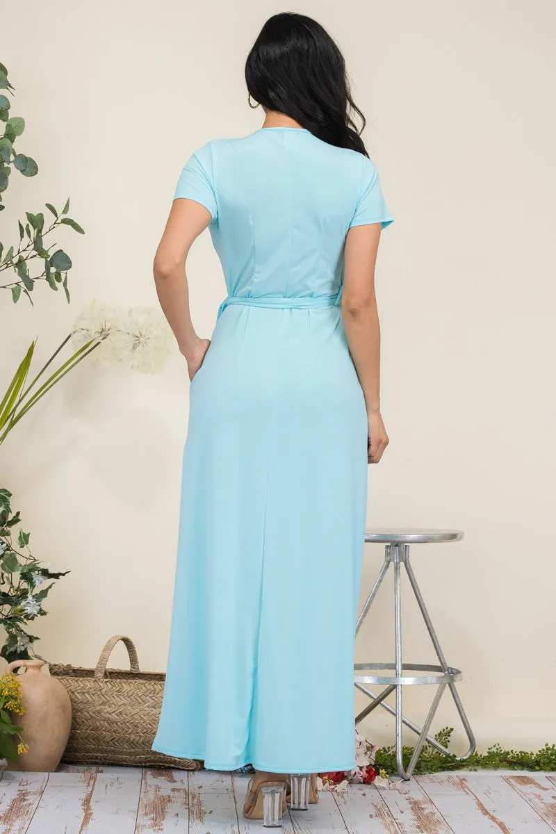 HH548R-SL - SHORT SLEEVE MAXI DRESS