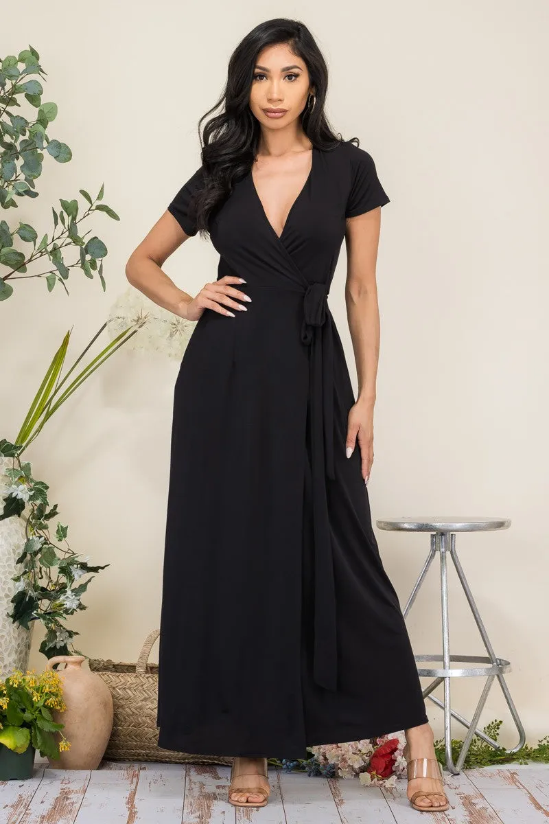 HH548R-SL - SHORT SLEEVE MAXI DRESS