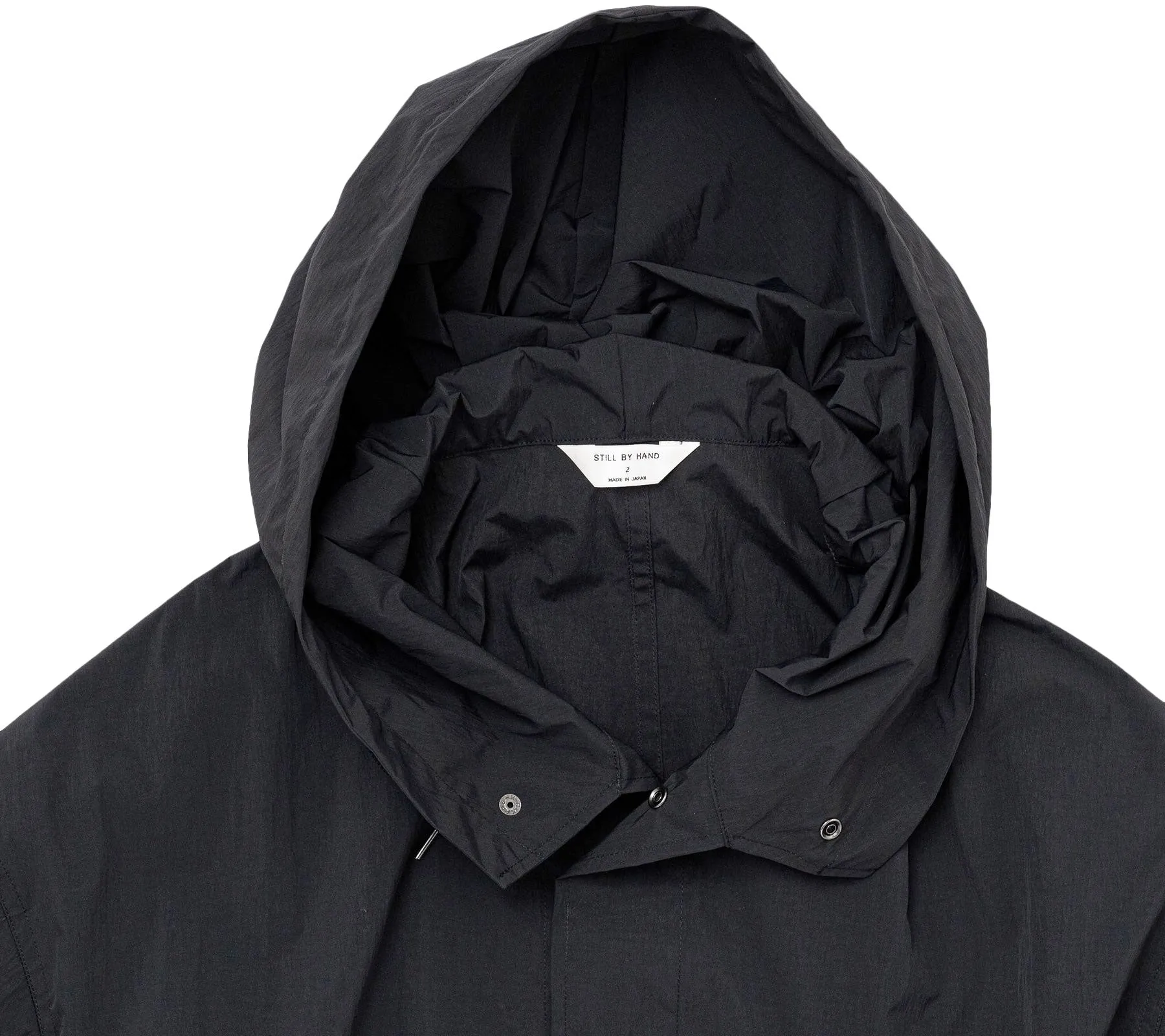 Hooded Nylon Coat | Black/Navy