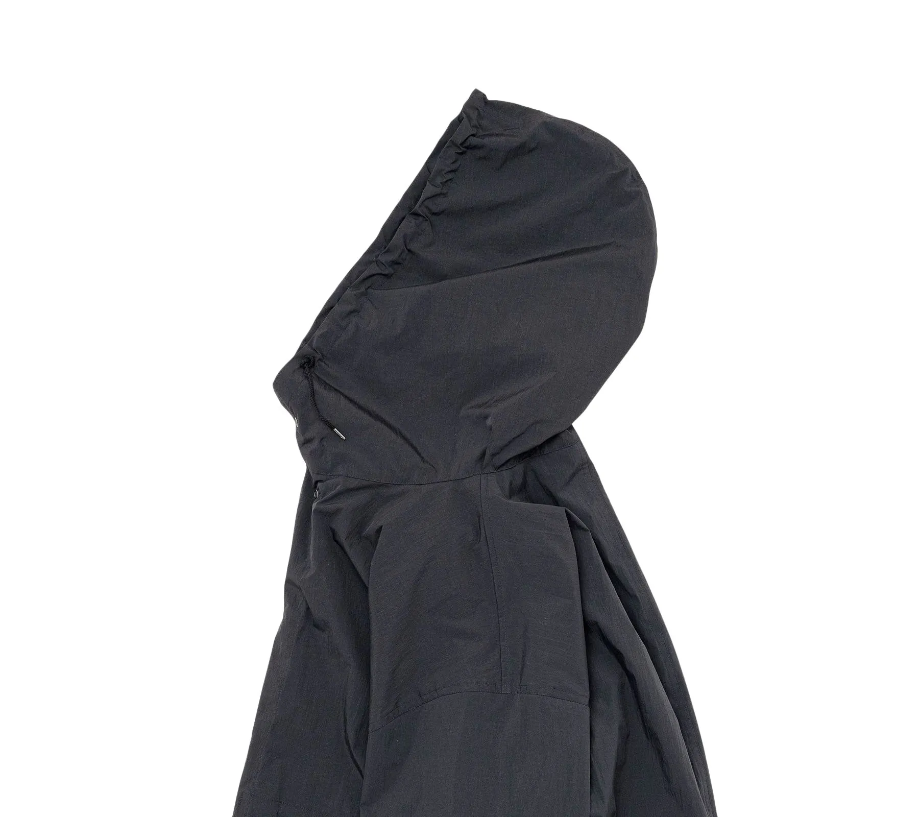 Hooded Nylon Coat | Black/Navy