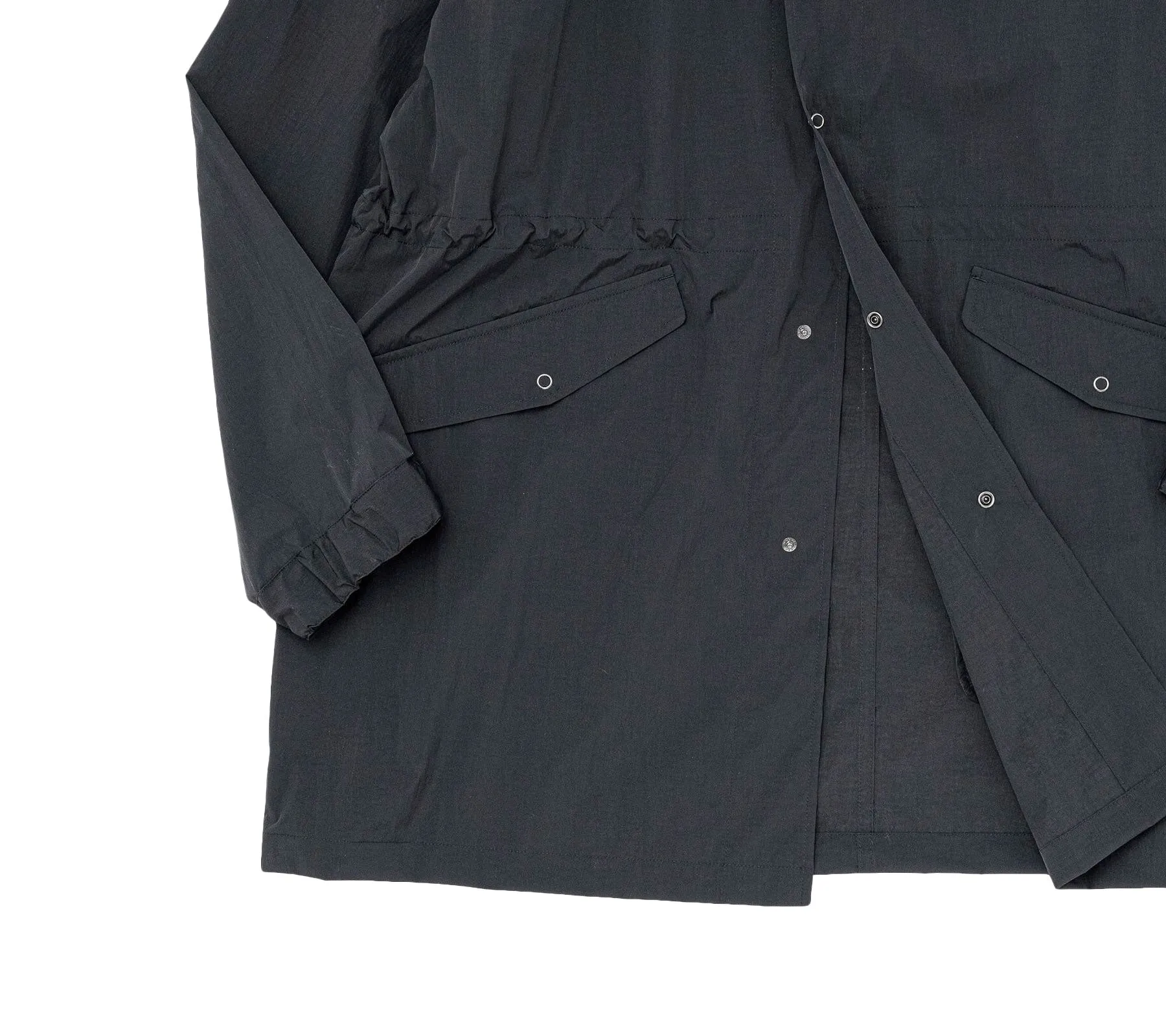 Hooded Nylon Coat | Black/Navy