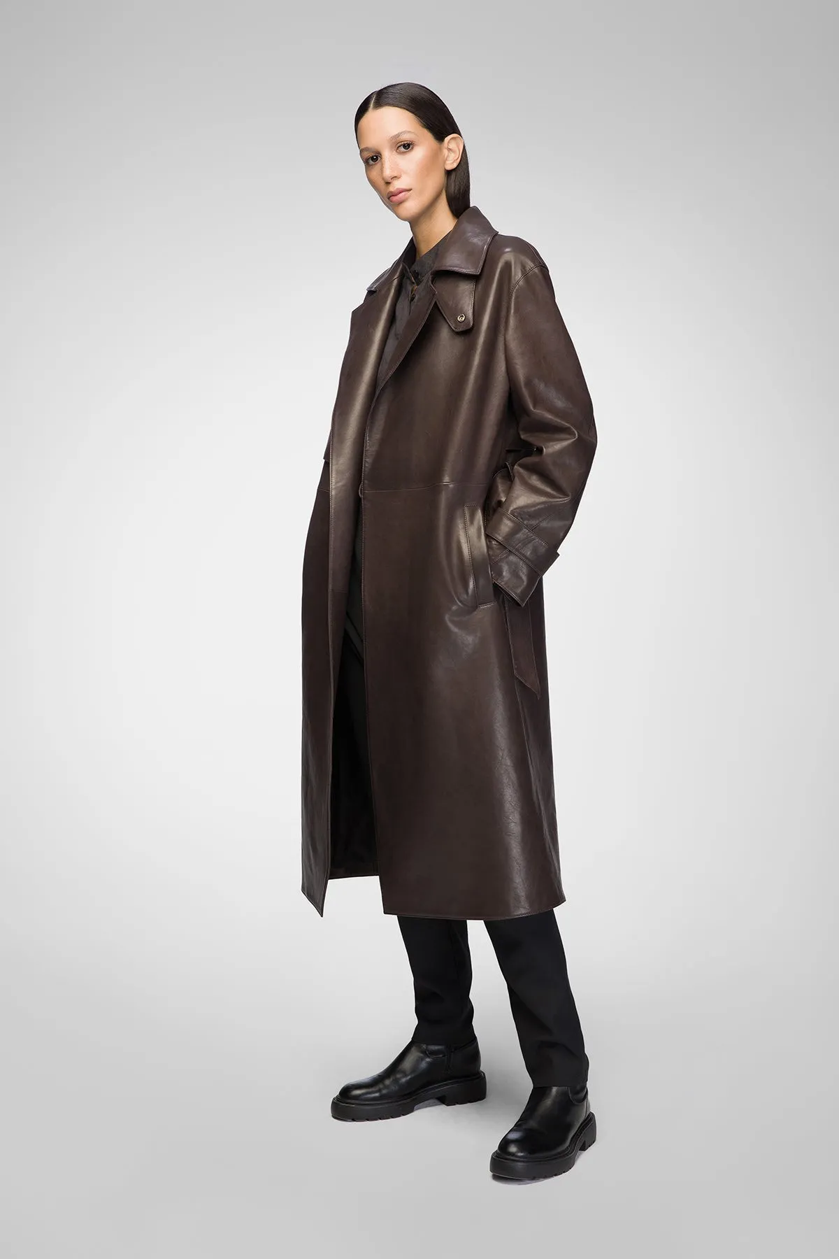 Isabelle - Brown Leather Coat