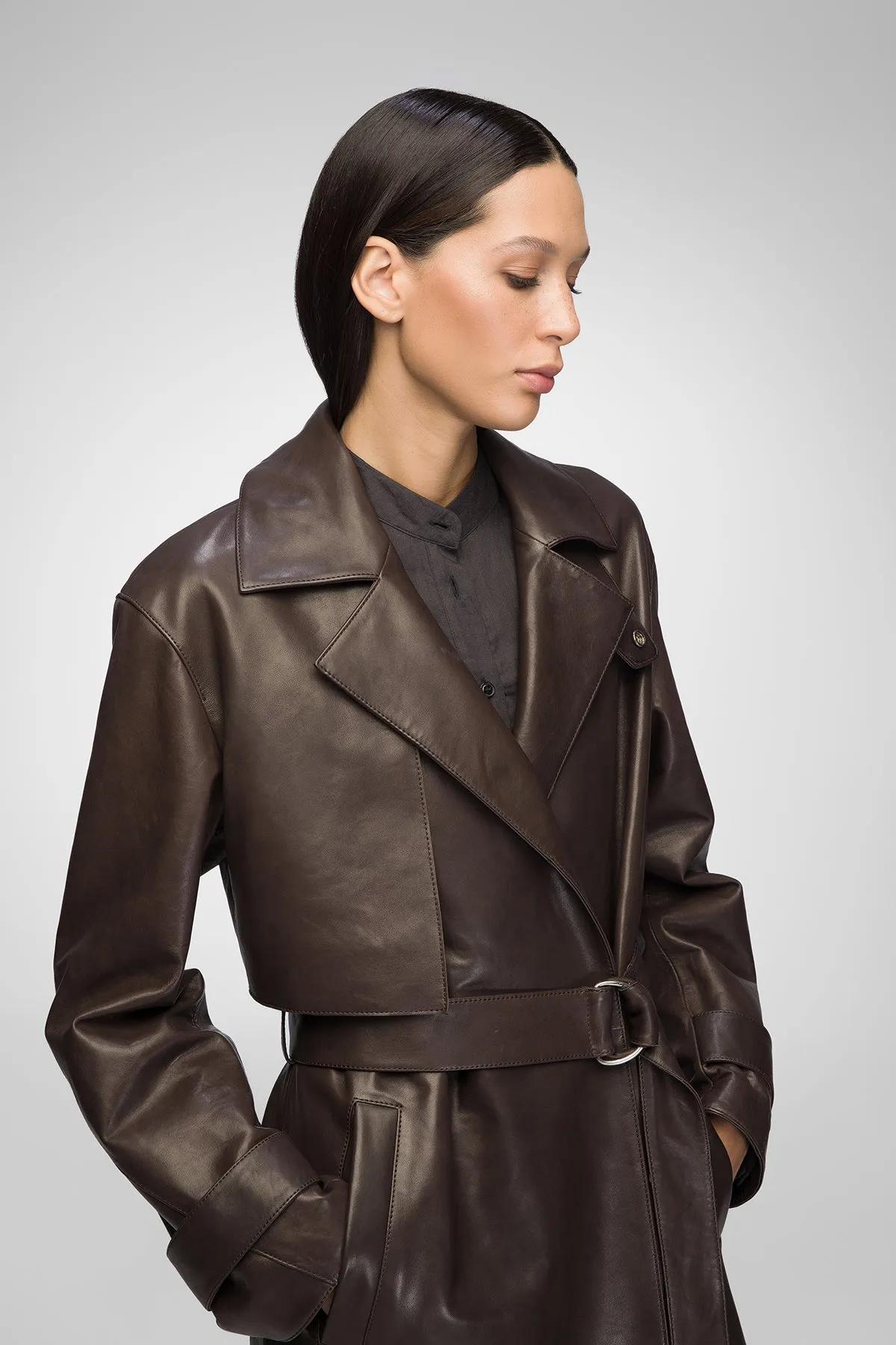 Isabelle - Brown Leather Coat