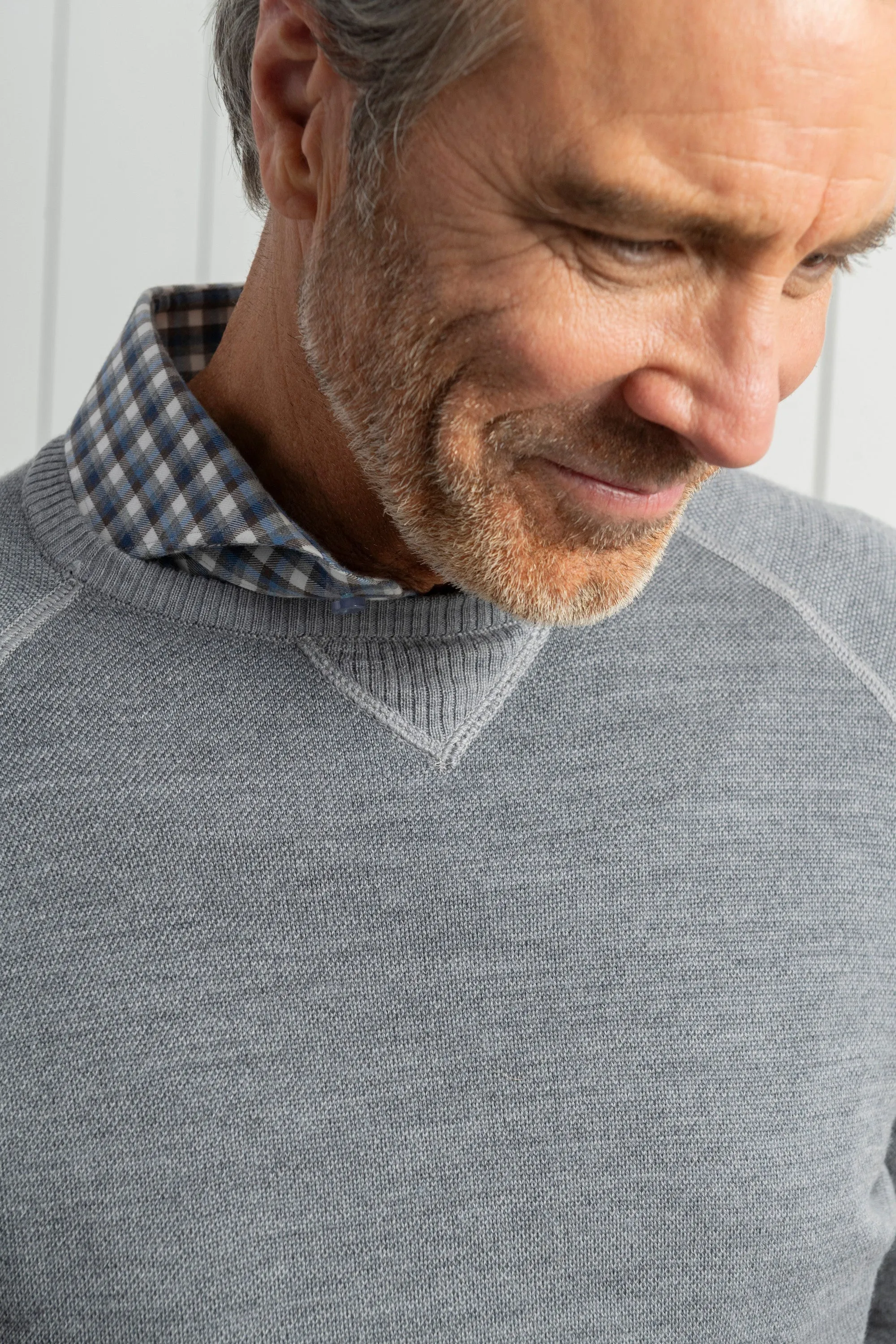 Johnnie-O Merino Wool Crewneck Sweater - Light Gray