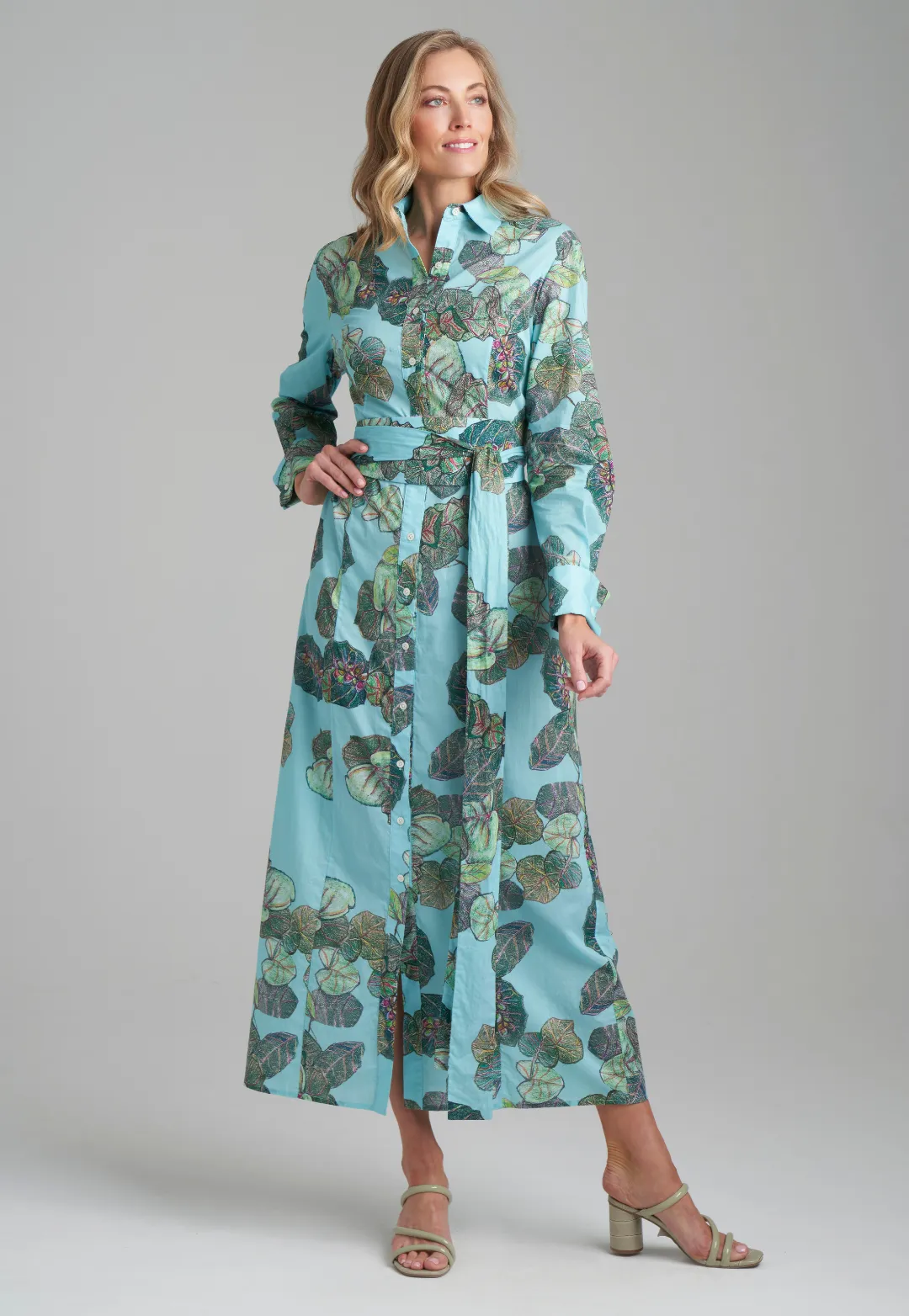 Kathe Cotton Dress in Green Island