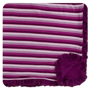 KicKee Pants Coral Stripe Ruffle Toddler Blanket