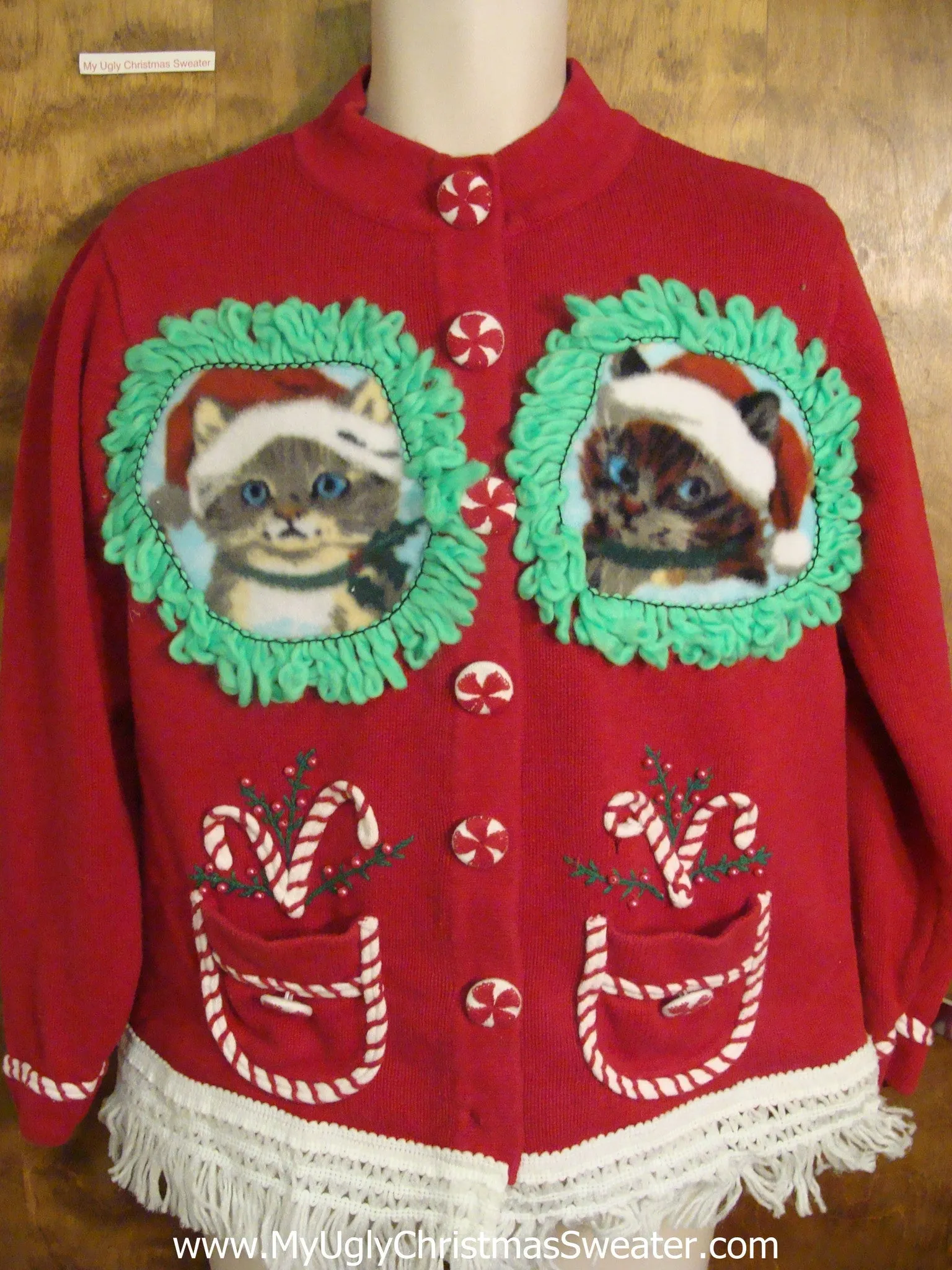 Kittens With Candy Canes Ugly Christmas Sweater