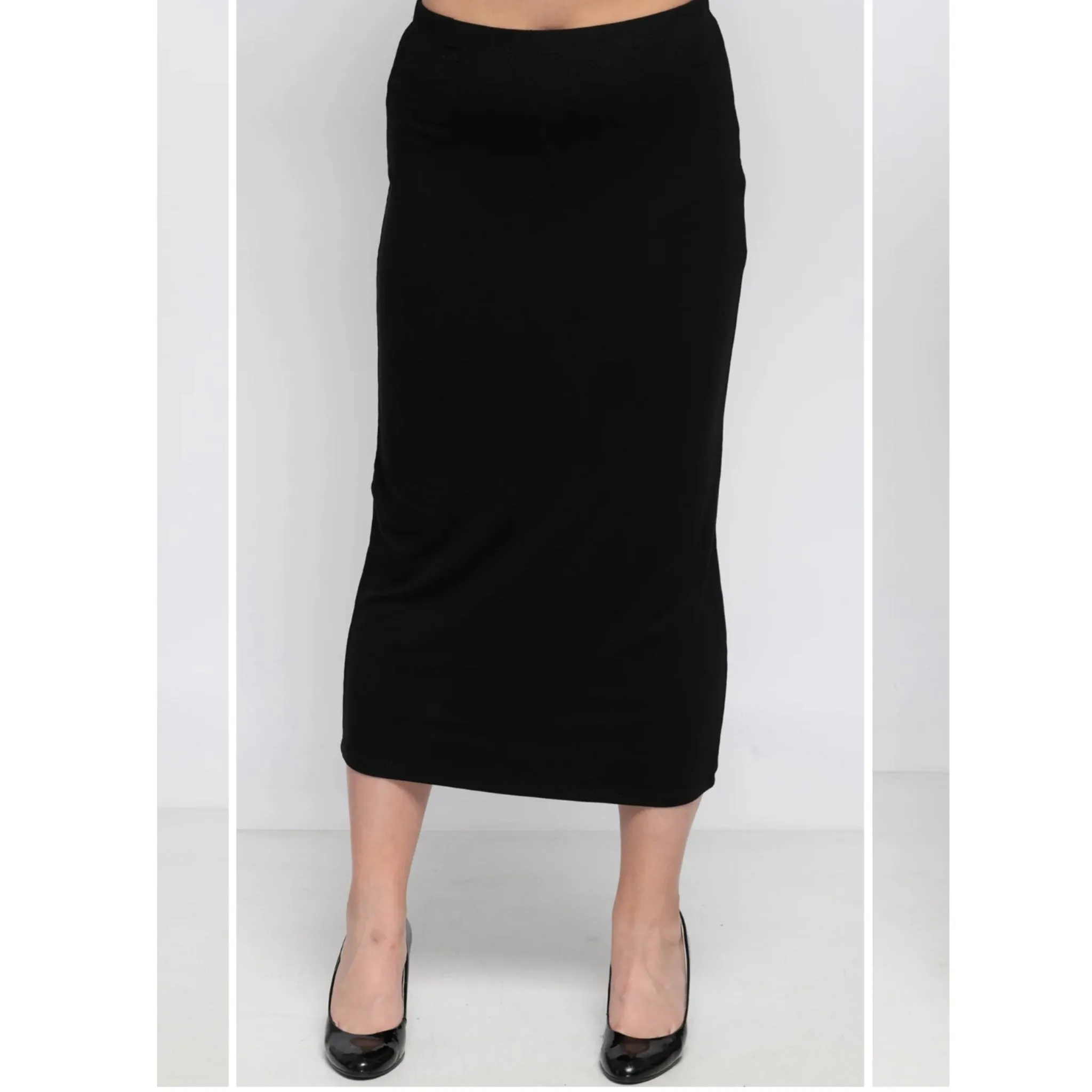 KMW Black Midi Tube Skirt: Black