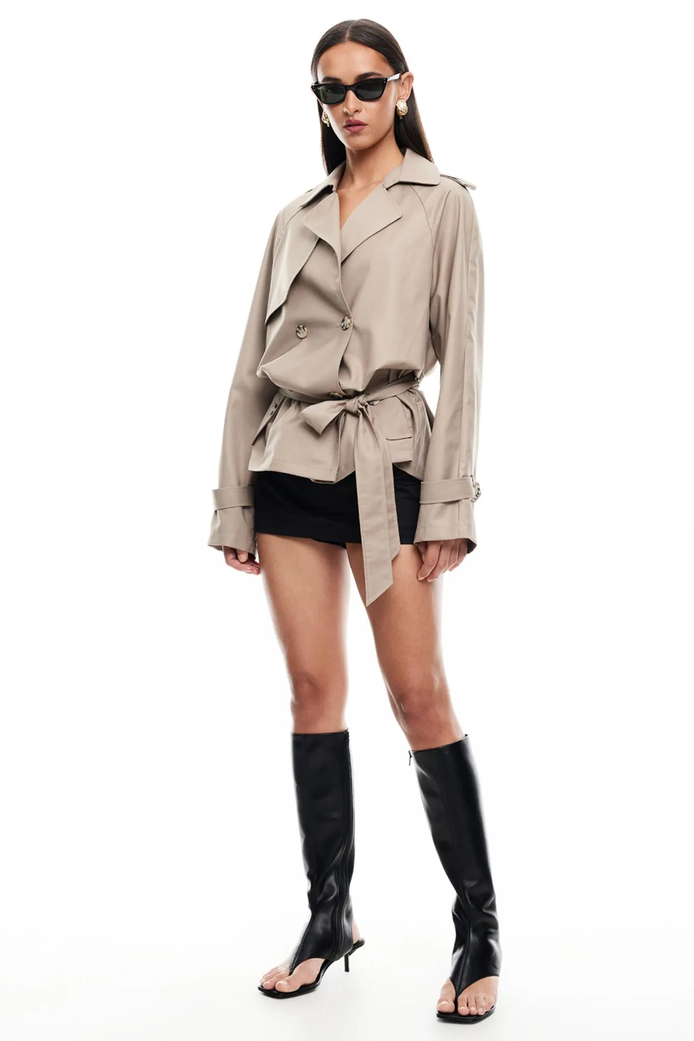 LIONESS Cropped Trencherous Coat Mushroom