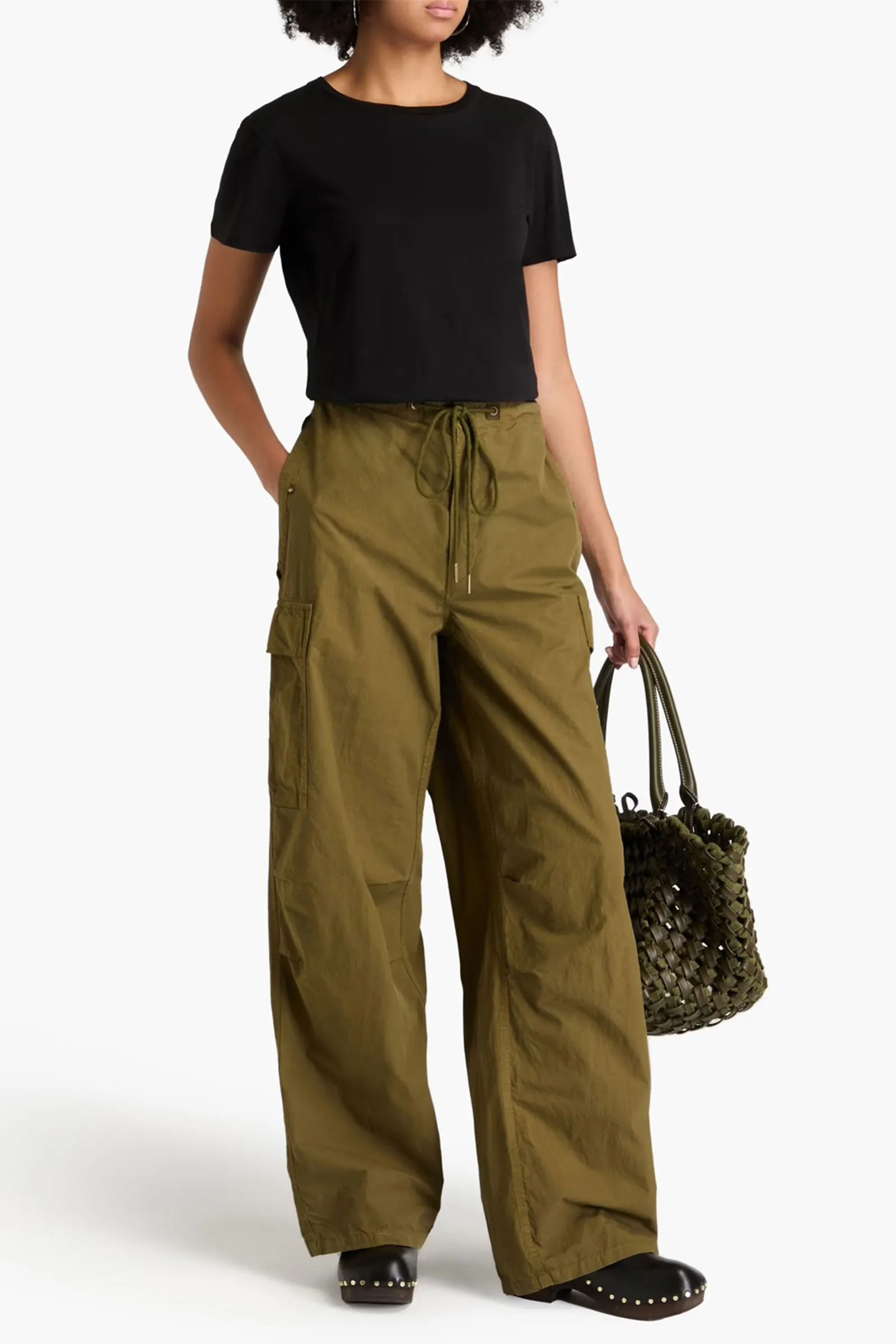 Lison Pleated Cotton-poplin Cargo Pants