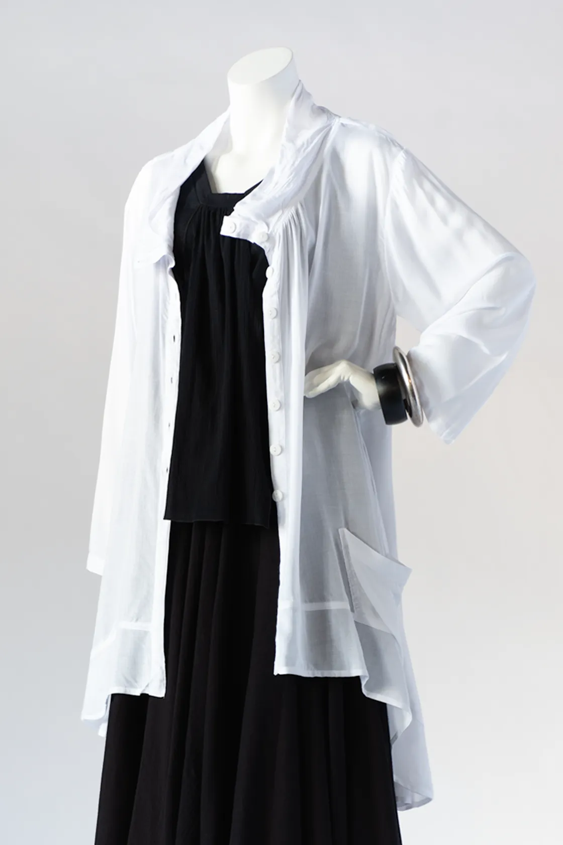 Long Ginko Jacket in White Delphi