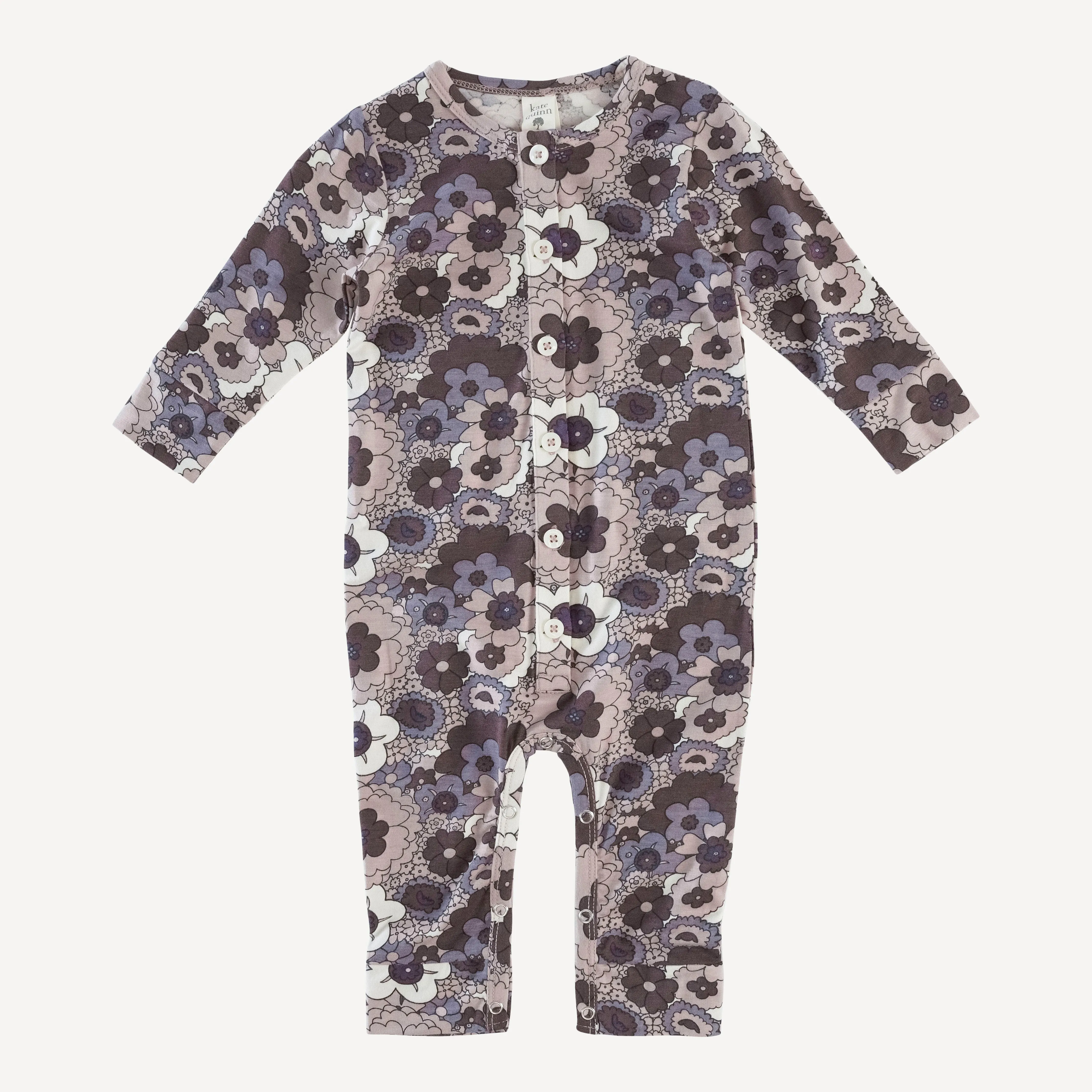 long sleeve button sport jumpsuit | spooky mid-century floral | lenzing modal