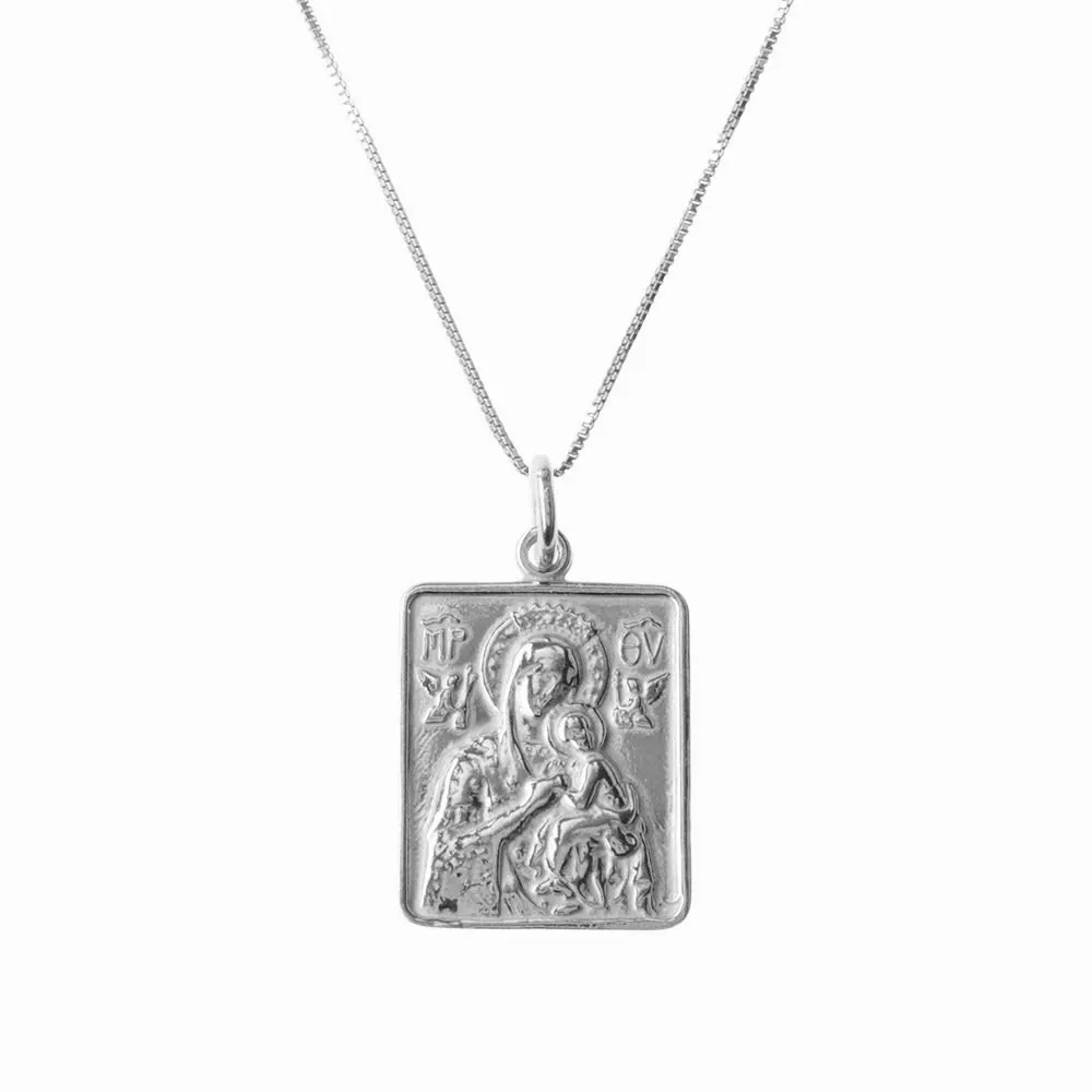 Madonna and Child Frame Silver Pendant